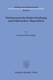 book Parlamentarische Redezeitordnung und fraktionslose Abgeordnete