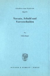 book Vorsatz, Schuld und Vorverschulden