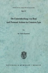 book Die Unterscheidung von Real und Personal Actions im Common Law