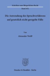 book Die Anwendung des Spruchverfahrens auf gesetzlich nicht geregelte Fälle