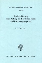 book Geschäftsführung ohne Auftrag im öffentlichen Recht und Erstattungsanspruch