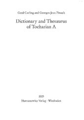 book Dictionary and Thesaurus of Tocharian A