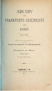 book Archiv für Frankfurts Geschichte und Kunst