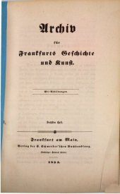 book Archiv für Frankfurts Geschichte und Kunst