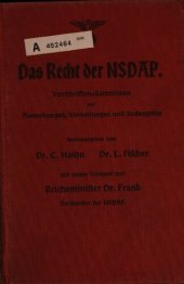 book Das Recht der NSDAP: Vorschriften-Sammlung mit Anmerkungen, Verweisungen und Sachregister