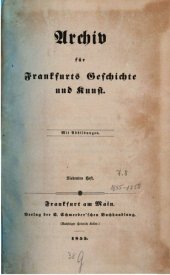 book Archiv für Frankfurts Geschichte und Kunst