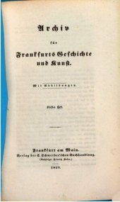 book Archiv für Frankfurts Geschichte und Kunst