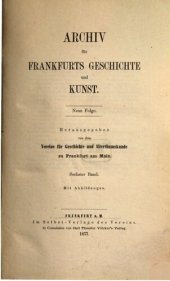 book Archiv für Frankfurts Geschichte und Kunst