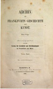 book Archiv für Frankfurts Geschichte und Kunst