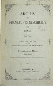 book Archiv für Frankfurts Geschichte und Kunst