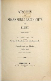 book Archiv für Frankfurts Geschichte und Kunst