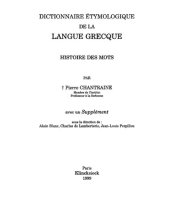 book Dictionnaire étymologique de la langue grecque: Histoire des mots