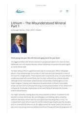 book Lithium - The misunderstood mineral for mental health