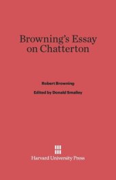 book Browning's Essay on Chatterton