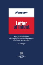 book Letter of Intent: Absichtserklärungen, Geheimhaltungsvereinbarungen, Optionen, Vorverträge