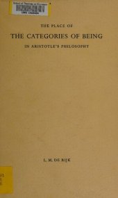 book The Place of the Categories of Being in Aristotle's Philosophy