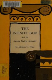 book The Infinite God and the Summa Fratris Alexandri