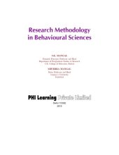 book RESEARCH METHODOLOGY IN BEHAVIOURAL SCIENCES