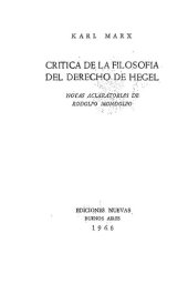 book Crítica de la Filosofía del derecho de Hegel