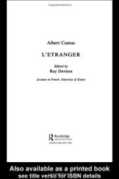 book L'Etranger 3rd edition (Twentieth-Century French Texts)