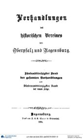 book Verhandlungen des Historischen Vereins für Oberpfalz und Regensburg