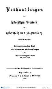 book Verhandlungen des Historischen Vereins für Oberpfalz und Regensburg