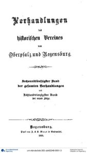 book Verhandlungen des Historischen Vereins für Oberpfalz und Regensburg