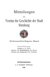 book Mitteilungen des Vereins für Geschichte der Stadt Nürnberg