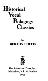 book Historical Vocal Pedagogy Classics