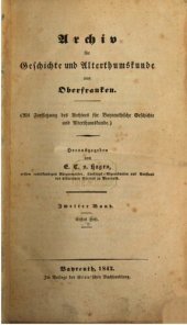 book Archiv für Geschichte und Altertumskunde von Oberfranken