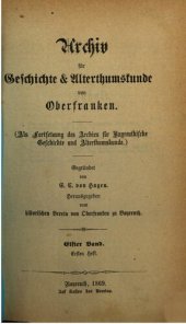 book Archiv für Geschichte und Altertumskunde von Oberfranken