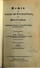 book Archiv für Geschichte und Altertumskunde von Oberfranken