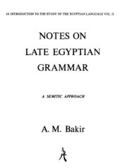 book Notes on Late Egyptian Grammar. A Semitic Approach