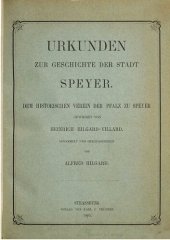 book Urkunden zur Geschichte der Stadt Speyer