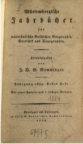 book Württembergische Jahrbücher für Vaterländische Geschichte, Geographie, Statistik und Topographie