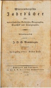 book Württembergische Jahrbücher für Vaterländische Geschichte, Geographie, Statistik und Topographie