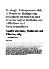 book Strategic Entrepreneurship in Morocco Navigating Structural Coherence and Diverse Logics in State-Led Initiatives and Reconstructions