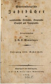 book Württembergische Jahrbücher für Vaterländische Geschichte, Geographie, Statistik und Topographie