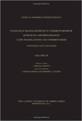 book Catalogus translationum et commentariorum: Mediaeval and Renaissance Latin translations and commentaries : annotated lists and guides., Vol. 9