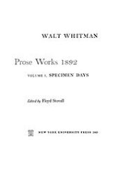 book Prose works 1892, Vol. 1