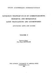 book Catalogus translationum et commentariorum: Mediaeval and Renaissance Latin translations and commentaries : annotated lists and guides., Vol. 1