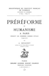 book Préréforme et humanisme a Paris pendant les premières guerres d'Italie (1494-1517)