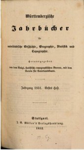 book Württembergische Jahrbücher für Vaterländische Geschichte, Geographie, Statistik und Topographie