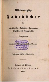 book Württembergische Jahrbücher für Vaterländische Geschichte, Geographie, Statistik und Topographie