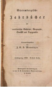 book Württembergische Jahrbücher für Vaterländische Geschichte, Geographie, Statistik und Topographie