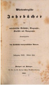 book Württembergische Jahrbücher für Vaterländische Geschichte, Geographie, Statistik und Topographie