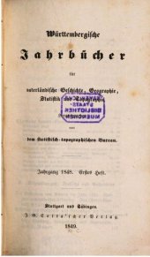 book Württembergische Jahrbücher für Vaterländische Geschichte, Geographie, Statistik und Topographie