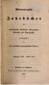 book Württembergische Jahrbücher für Vaterländische Geschichte, Geographie, Statistik und Topographie