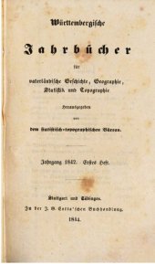 book Württembergische Jahrbücher für Vaterländische Geschichte, Geographie, Statistik und Topographie