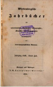 book Württembergische Jahrbücher für Vaterländische Geschichte, Geographie, Statistik und Topographie